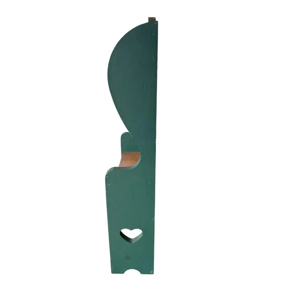 Vintage Wooden Three Tiered Wall Shelf Heart Cutout Country Green 27.5” x 14”